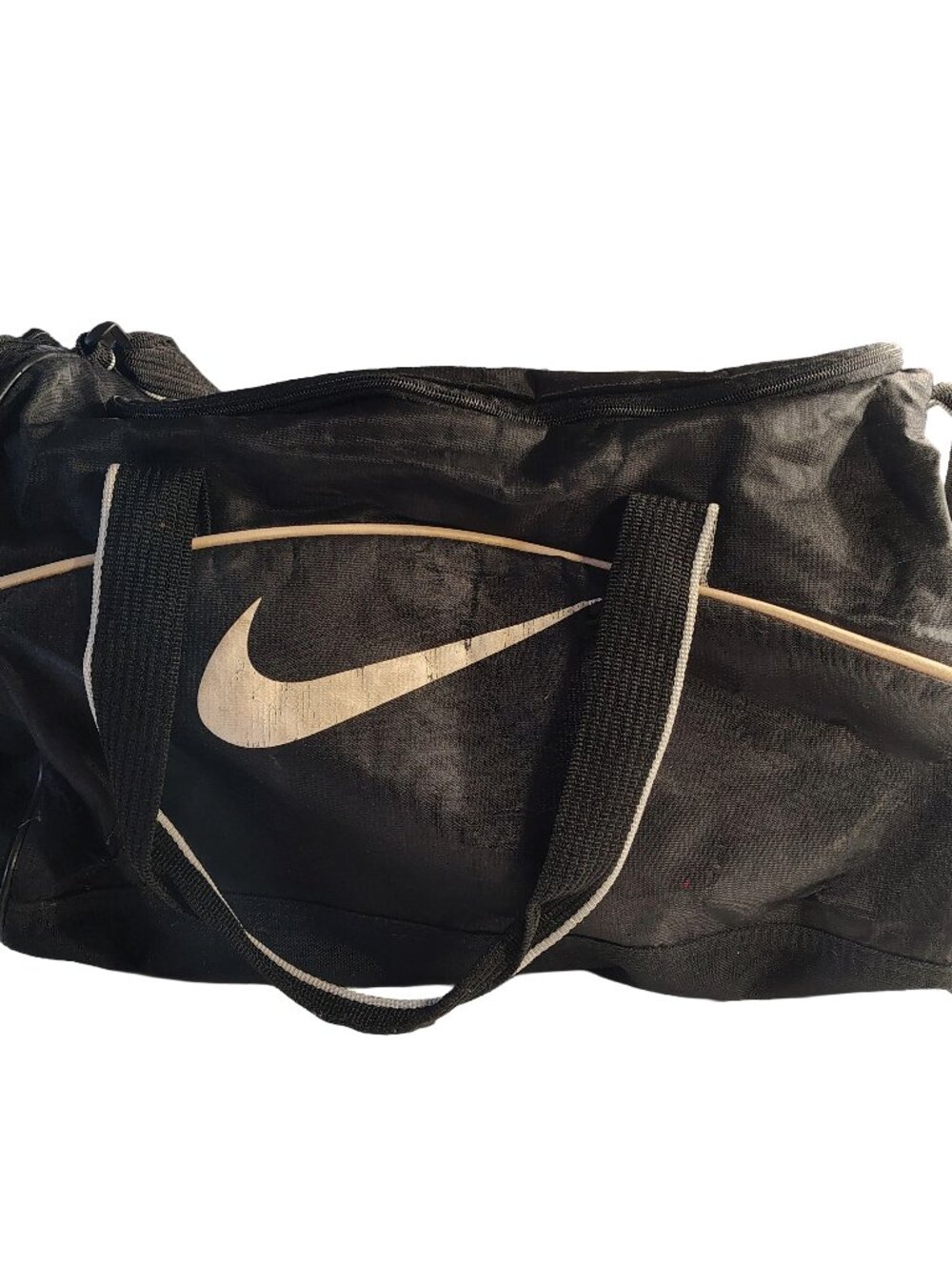 Unisex Vintage 90s Black Medium Nike Travel Zip-Up Canvas & Polyester Dufflebag